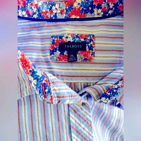 TALBOTS Striped Button-Up Shirt with Floral Cuffs🌺(TALBOTS) - Picture 2 of 6
